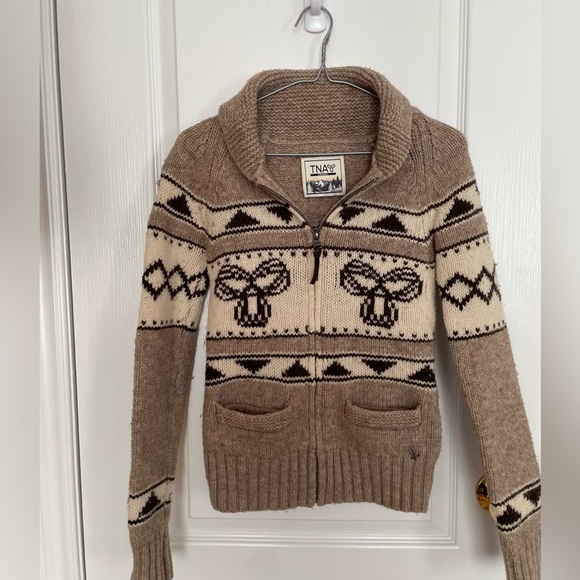 Tan wool zip up in beige. Size XS. - Picture 1 of 4